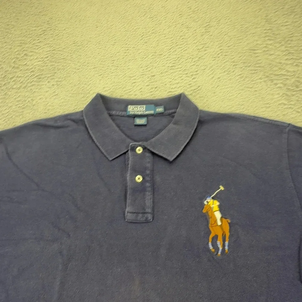 Polo Ralph Lauren Shirt Mens XXL Blue Big Flesh Pony Short Sleeve Golf Preppy 3